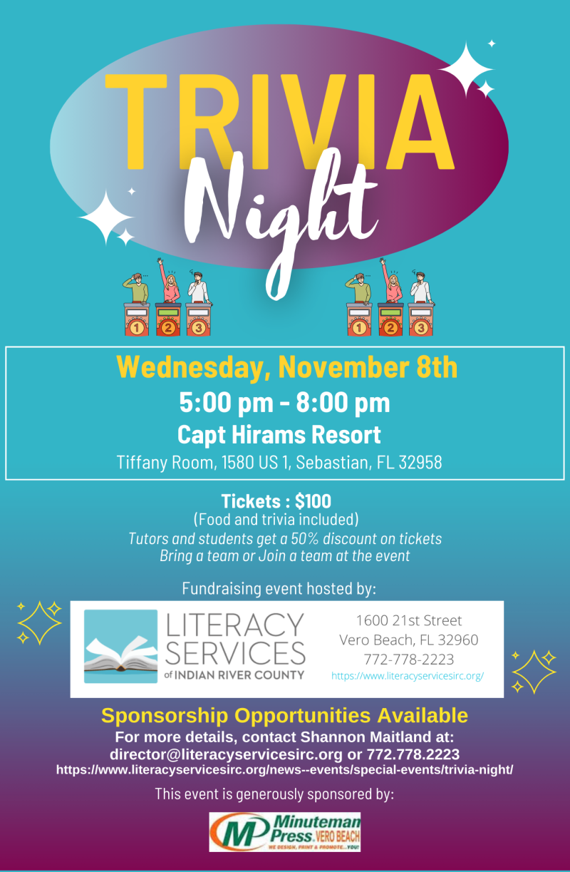 Trivia Night _ Nov 8 2023 _ Literacy Services of Indian River County (8.5 × 13 in)